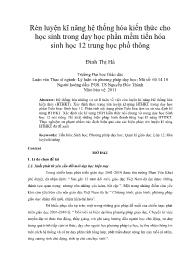 Rèn luyện kĩ năng hệ thống hóa kiến thức cho học sinh trong dạy học phần mềm tiến hóa sinh học 12 trung học phổ thông