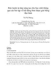 Rèn luyện tư duy sáng tạo cho học sinh thông qua các bài tập về bất đẳng thức được giải bằng đạo hàm