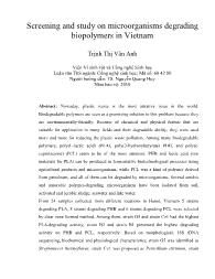 Screening and study on microorganisms degrading biopolymers in Vietnam