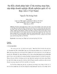 Sự điều chỉnh pháp luật về thị trường mua bán, sáp nhập doanh nghiệp (Kinh nghiệm quốc tế và thực tiễn ở Việt Nam)