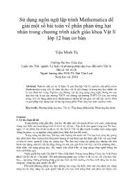 Sử dụng ngôn ngữ lập trình Mathematica để giải một số bài toán về phần phản ứng hạt nhân trong chương trình sách giáo khoa Vật lí lớp 12 ban cơ bản