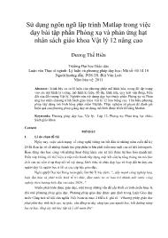 Sử dụng ngôn ngữ lập trình Matlap trong việc dạy bài tập phần Phóng xạ và phản ứng hạt nhân sách giáo khoa Vật lý 12 nâng cao