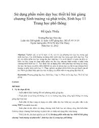 Sử dụng phần mềm dạy học thiết kế bài giảng chương Sinh trưởng và phát triển, Sinh học 11 Trung học phổ thông