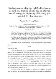 Sử dụng phương pháp trắc nghiệm khách quan để kiểm tra, đánh giá kết quả học tập chương hàm số lượng giác và phương trình lượng giác - Giải tích 11 - ban nâng cao