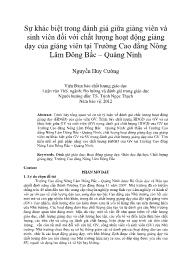 Sự khác biệt trong đánh giá giữa giảng viên và sinh viên đối với chất lượng hoạt động giảng dạy của giảng viên tại Trường Cao đẳng Nông Lâm Đông Bắc – Quảng Ninh