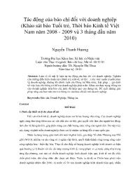 Tác động của báo chí đối với doanh nghiệp (Khảo sát báo Tuổi trẻ, Thời báo Kinh tế Việt Nam năm 2008 - 2009 và 3 tháng đầu năm 2010)
