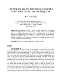 Tác động của các khu công nghiệp đến sự phát triển kinh tế - Xã hội của tỉnh Hưng Yên