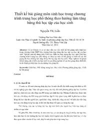 Thiết kế bài giảng môn sinh học trong chương trình trung học phổ thông theo hướng làm tăng hứng thú học tập của học sinh