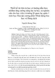 Thiết kế tài liệu tự học có hướng dẫn theo môđun tăng cường năng lực tự học, tự nghiên cứu cho học viên ở trường Sĩ quan lục quân 1 môn học Hoá đại cương phần Nhiệt động hóa học và Dung dịch