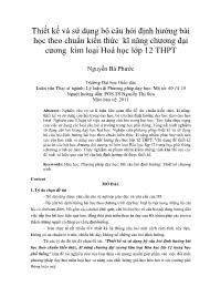 Thiết kế và sử dụng bộ câu hỏi định hướng bài học theo chuẩn kiến thức kĩ năng chương đại cương kim loại Hoá học lớp 12 THPT