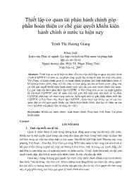 Thiết lập cơ quan tài phán hành chính góp phần hoàn thiện cơ chế giải quyết khiếu kiện hành chính ở nước ta hiện nay