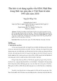 Thu hút và sử dụng nguồn vốn ODA Nhật Bản trong lĩnh vực giáo dục ở Việt Nam từ năm 1993 đến năm 2010