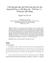 Tích hợp giáo dục giới tính trong dạy học nội dung Sinh học cơ thể động vật – Sinh học 11 – Trung học phổ thông