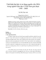 Tình hình thu hút và sử dụng nguồn vốn ODA trong ngành Giáo dục ở Việt Nam giai đoạn 1998 – 2009