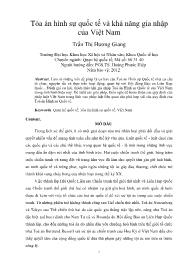 Tòa án hình sự quốc tế và khả năng gia nhập của Việt Nam