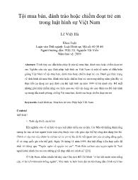 Tội mua bán, đánh tráo hoặc chiếm đoạt trẻ em trong luật hình sự Việt Nam