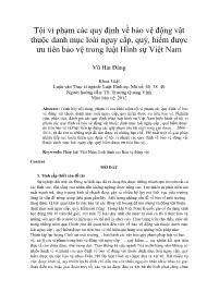 Tội vi phạm các quy định về bảo vệ động vật thuộc danh mục loài nguy cấp, quý, hiếm được ưu tiên bảo vệ trong luật Hình sự Việt Nam