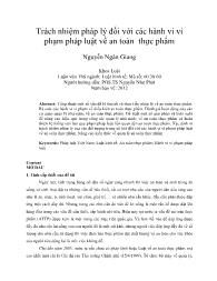 Trách nhiệm pháp lý đối với các hành vi vi phạm pháp luật về an toàn thực phẩm