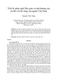 Triết lý nhân sinh Nho giáo và ảnh hưởng của nó đối với lối sống của người Việt Nam