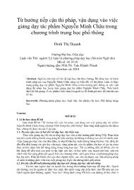 Từ hướng tiếp cận thi pháp, vận dụng vào việc giảng dạy tác phẩm Nguyễn Minh Châu trong chương trình trung học phổ thông