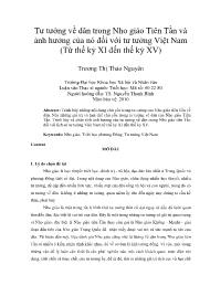 Tư tưởng về dân trong Nho giáo Tiên Tần và ảnh hưởng của nó đối với tư tưởng Việt Nam (Từ thế kỷ XI đến thế kỷ XV)