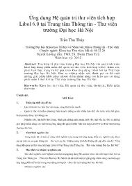 Ứng dụng Hệ quản trị thư viện tích hợp Libol 6.0 tại Trung tâm Thông tin - Thư viện trường Đại học Hà Nội