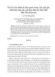 Vai trò của nhân tố chủ quan trong việc giữ gìn, phát huy bản sắc văn hóa dân tộc Dao tỉnh Phú Thọ hiện nay