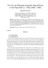 Vai Trò của Phật giáo trong đời sống chính trị ở Việt Nam thời Lý - Trần (1009 - 1400)