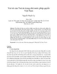 Vai trò của Toà án trong nhà nước pháp quyền Việt Nam