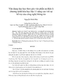 Vận dụng dạy học theo góc vào phần sự điện li chương trình hóa học lớp 11 nâng cao với sự hỗ trợ của công nghệ thông tin