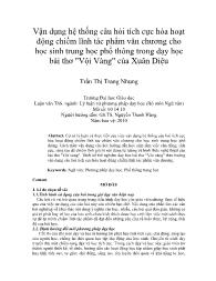 Vận dụng hệ thống câu hỏi tích cực hóa hoạt động chiếm lĩnh tác phẩm văn chương cho học sinh trung học phổ thông trong dạy học bài thơ 