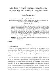 Vận dụng lý thuyết hoạt động giao tiếp vào dạy học Tập làm văn lớp 6 Trung học cơ sở