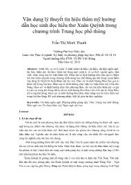 Vận dụng lý thuyết tín hiệu thẩm mỹ hướng dẫn học sinh đọc hiểu thơ Xuân Quỳnh trong chương trình Trung học phổ thông