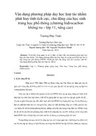 Vận dụng phương pháp dạy học hợp tác nhằm phát huy tính tích cực, chủ động của học sinh trung học phổ thông (chương hiđrocacbon không no - Lớp 11, nâng cao)