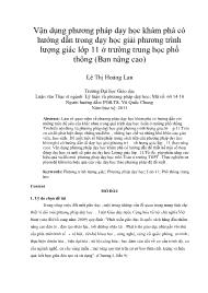 Vận dụng phương pháp dạy học khám phá có hướng dẫn trong dạy học giải phương trình lượng giác lớp 11 ở trường trung ho ̣ c phô ̉ thông (Ban nâng cao)