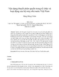 Vận dụng thuyết phân quyền trong tổ chức và hoạt động của bộ máy nhà nước Việt Nam
