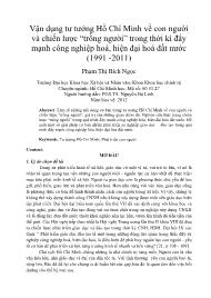 Vận dụng tư tưởng Hồ Chí Minh về con người và chiến lược “trồng người” trong thời kì đẩy mạnh công nghiệp hoá, hiện đại hoá đất nước (1991 -2011)