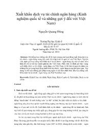 Xuất khẩu dịch vụ tài chính ngân hàng (Kinh nghiệm quốc tế và những gợi ý đối với Việt Nam)