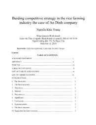 Buiding competitive strategy in the rice farming industry the case of An Dinh company