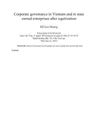 Corporate governance in Vietnam and in state owned enterprises after equitization