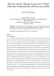 Dạy học văn bản “Đàn ghi ta của Lorca” (Thanh Thảo) theo hướng khai thác chất thơ của tác phẩm