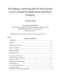 Developing a marketing plan for the keywordz service of Gapit Communication Joint-Stock Company