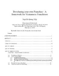 Developing your own Franchise - A framework for Vietnamese Franchisors