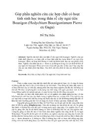 Góp phần nghiên cứu các hợp chất có hoạt tính sinh học trong thân rễ cây ngải tiên Bousigon (Hedychium Bousigonianum Pierre ex Gagn)