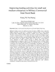 Improving lending activities for small and medium enterprises in Military Commercial Joint Stock Bank
