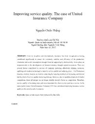 Improving service quality. The case of United Insurance Company