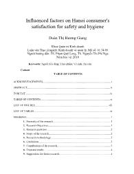 Influenced factors on Hanoi consumer's satisfaction for safety and hygiene