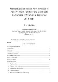 Marketing solutions for NPK fertilizer of Petro Vietnam Fertilizer and Chemicals Corporation (PVFCCo) in the period 2012-2014