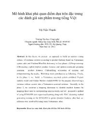 Mô hình khai phá quan điểm dựa trên đặc trưng các đánh giá sản phẩm trong tiếng Việt