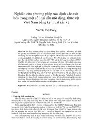Nghiên cứu phương pháp xác định các axit béo trong một số loại dầu mỡ động, thực vật Việt Nam bằng kỹ thuật sắc ký
